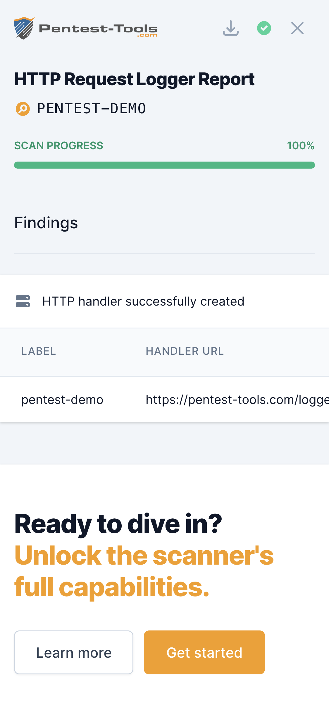 Pentest-Tools.com HTTP Request Logger Sample Report
